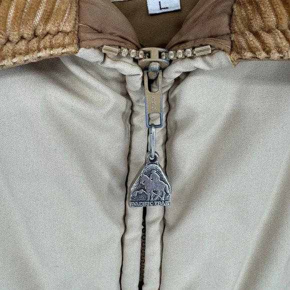 Vintage Trail Gear Pacific Trail Puffer Jacket Large Brown Western Yoke Corduroy